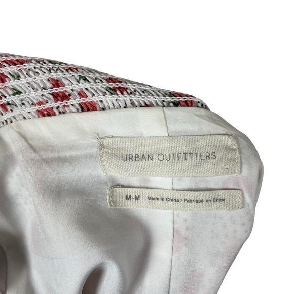 Urban Outfitters Floral Dotted Cinched Ruffle Mini Slip Dress White/Red Size M - Picture 9 of 13